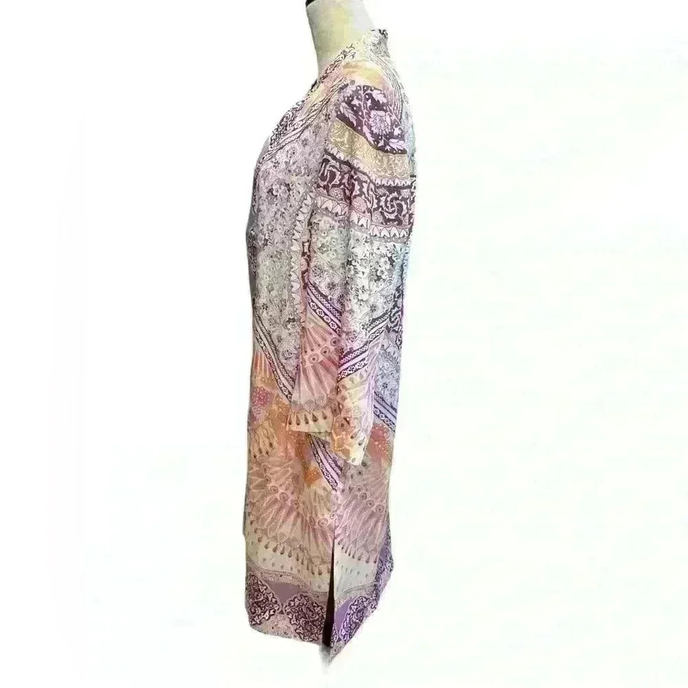 Chico’s Coastal Tile Duster Multicolored Lined Size 1 (8-10) - Picture 8 of 12